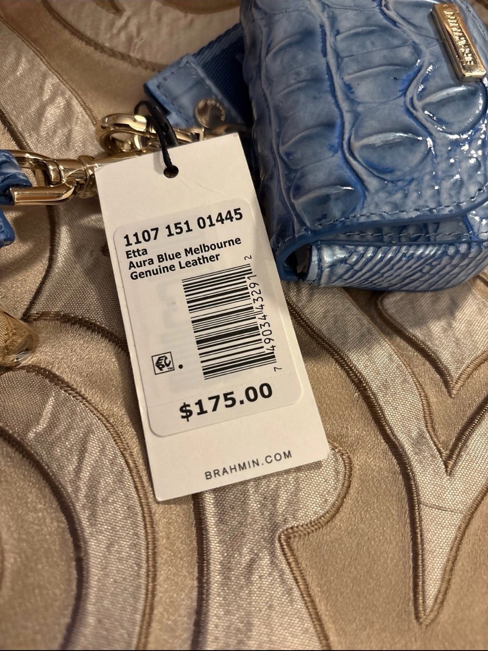 Brahmin Aura Blue Melbourne Etta Webbing Strap Wristlet NWT - Picture 4 of 6